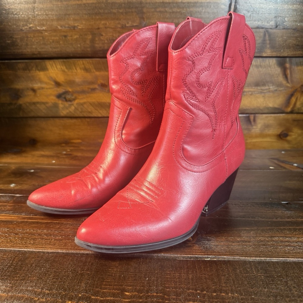 Soda Incity Picotee Womens Pointed Toe Western Ankle Boots Cowboy Size 8